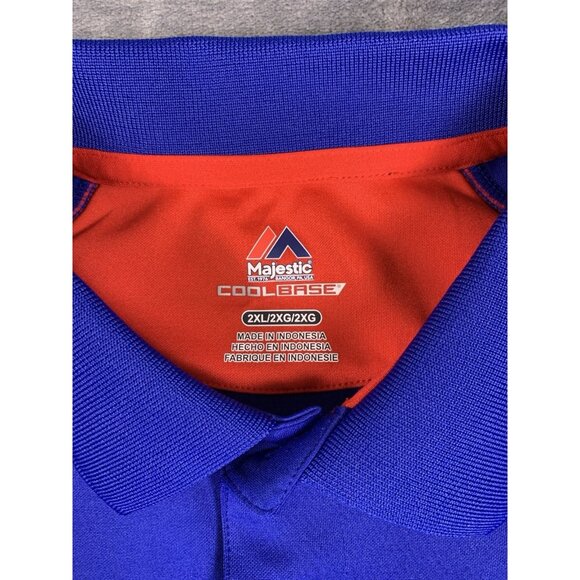 MLB Majestic Baseball Cool Base Chicago Cubs Royal Blue Polo Shirt Men's 2XL XXL - Picture 7 of 9